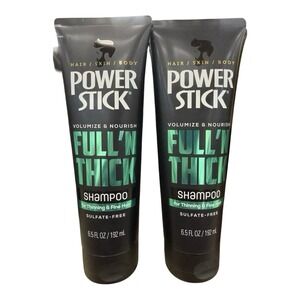 POWER STICK Full'N Thick Volumize Nourish Sulfate Free Shampoo (NEW) 2 in Lot